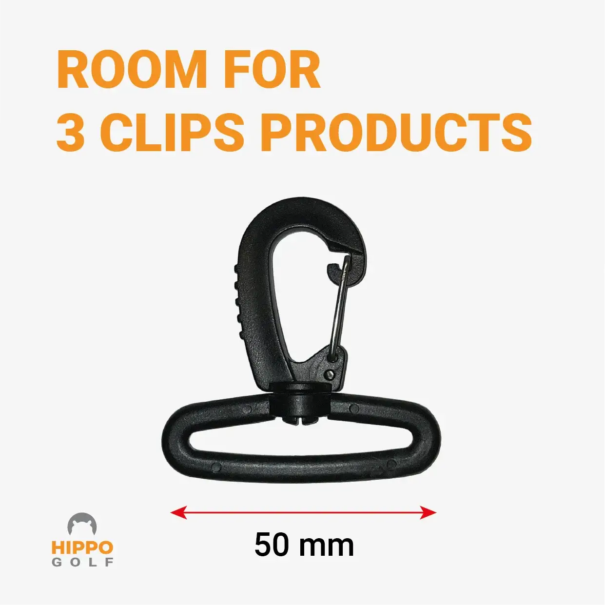 Hippo Golf 50 mm carabiner designed to hold up to three golf accessories – 8191-07