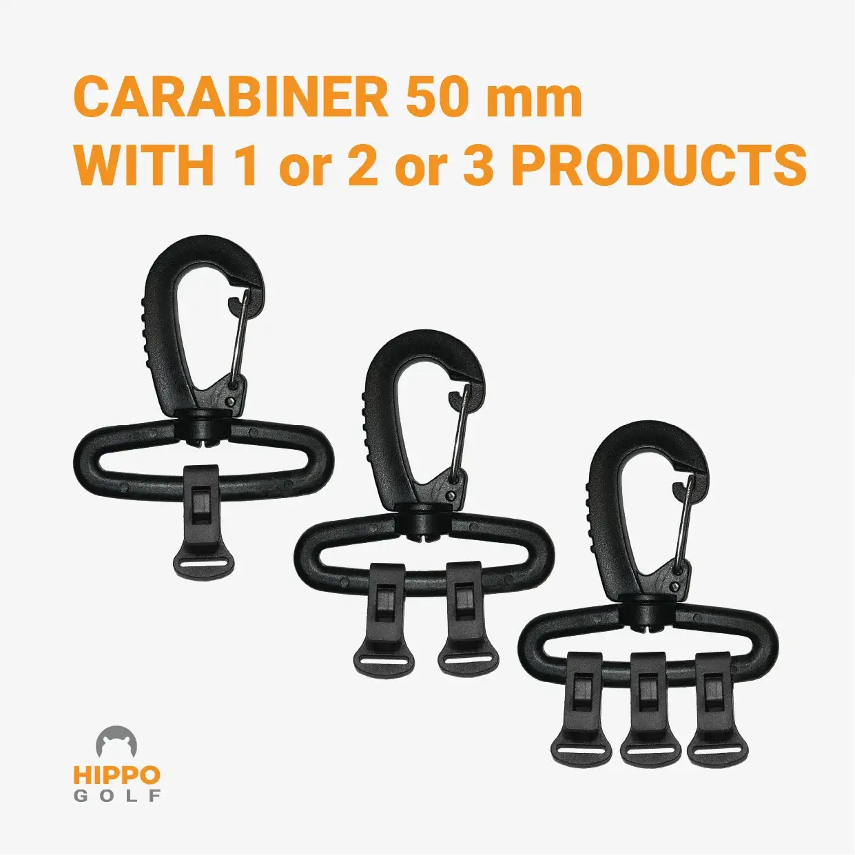 Hippo Golf carabiner configurations for one, two or three accessories – 8191-10