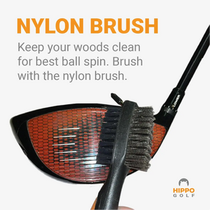 Hippo Golf nylon brush cleaning driver clubface for optimal ball spin – 8183-10