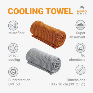 Hippo Golf cooling towel features microfiber super absorbent UPF50 and chemical free 8182-07