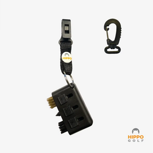 Hippo Golf mini brush with black quick access strap and carabiner for golf bag attachment 8199-10
