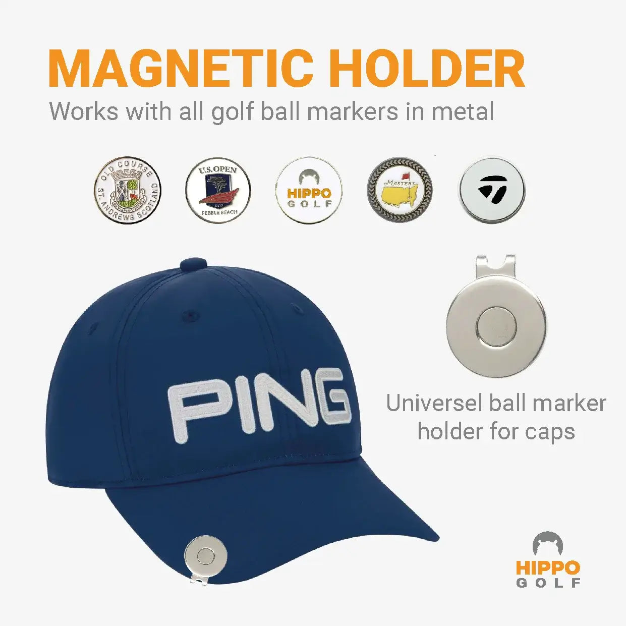Magnetic hat clip compatible with metal golf ball markers – 8104-02