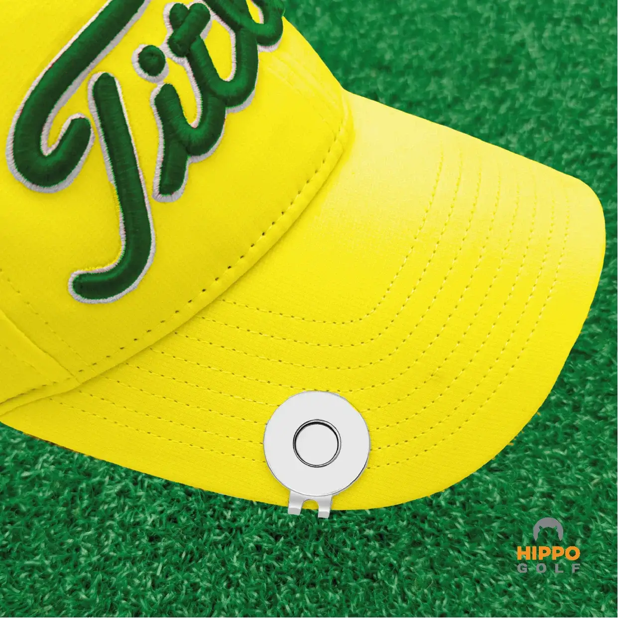 Magnetic hat clip mounted on red golf cap – 8104-06