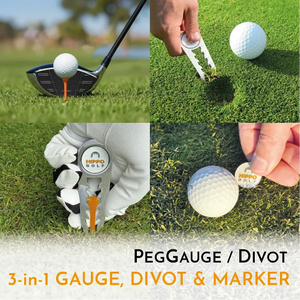 Close-up of PegGauge golf tool with height markings and magnetic ball marker – 8105-08