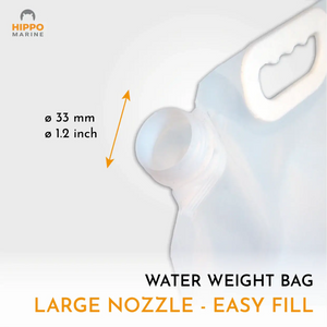 tarp weight water bag with large 33 mm filling nozzle for easy water filling