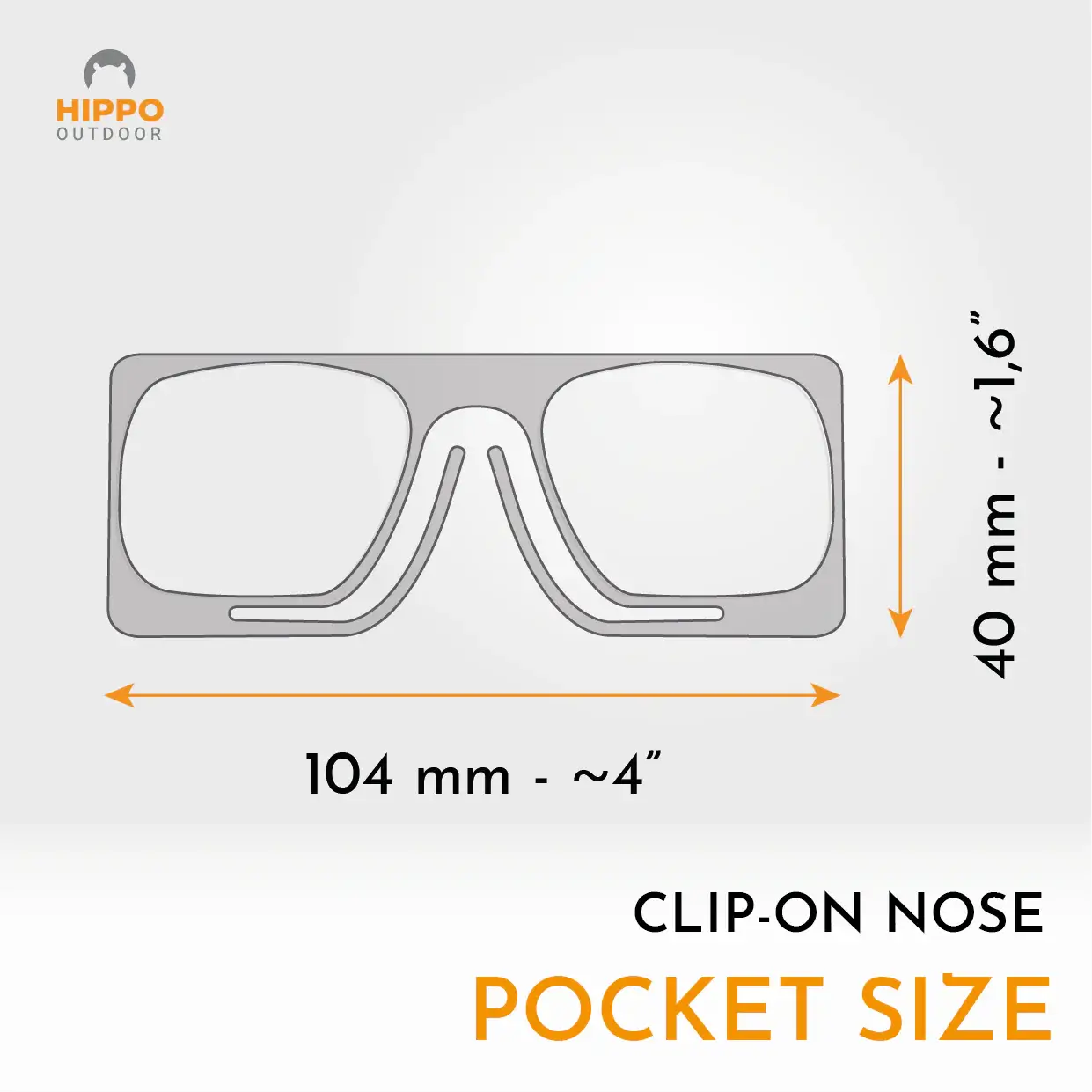 Pocket-size thin-optic clip-on nose magnifier with compact 104mm width and 40mm height, ideal for sewing kits